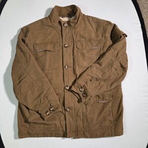 Cabelas Chore Jacket Mens XL Canvas Sherpa Lined Field Coat Brown‎